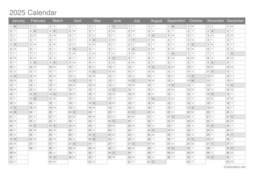 2025 Printable Calendar   Pdf Or Excel Throughout Year Calendar 2025 Printable Free Download | CalendarCrazePrint.Com