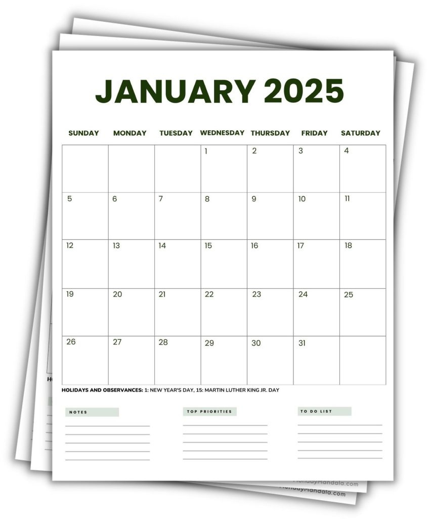 2025 Printable Calendars (56 Free Pdf Printables) for 2025 Printable Calendar By Month Vertical | CalendarCrazePrint.Com