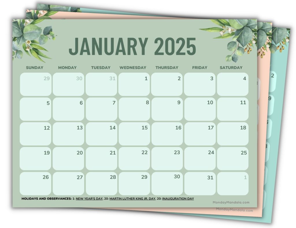 2025 Printable Calendars (56 Free Pdf Printables) in Calendars 2025 | CalendarCrazePrint.Com