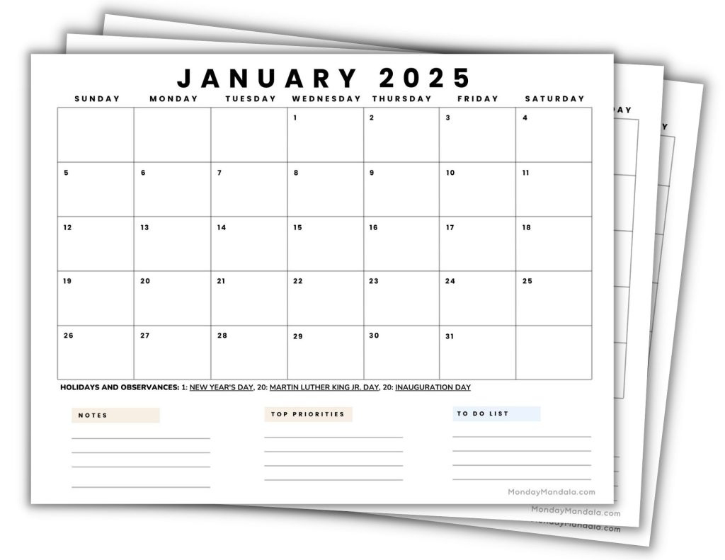 2025 Printable Calendars (56 Free Pdf Printables) pertaining to Free Printable Calendar 2025 With Notes | CalendarCrazePrint.Com