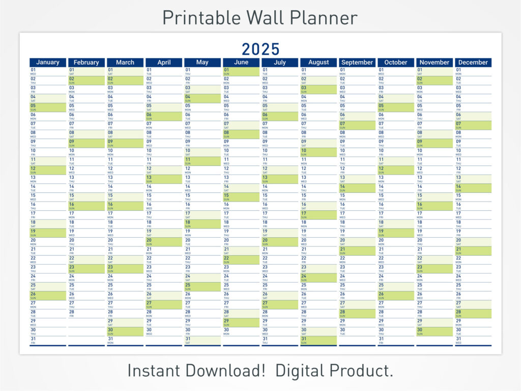 2025 Printable Wall Planner With Minimalist Design, Large Wall Pertaining To Printable Wall Calendar 2025 | CalendarCrazePrint.Com