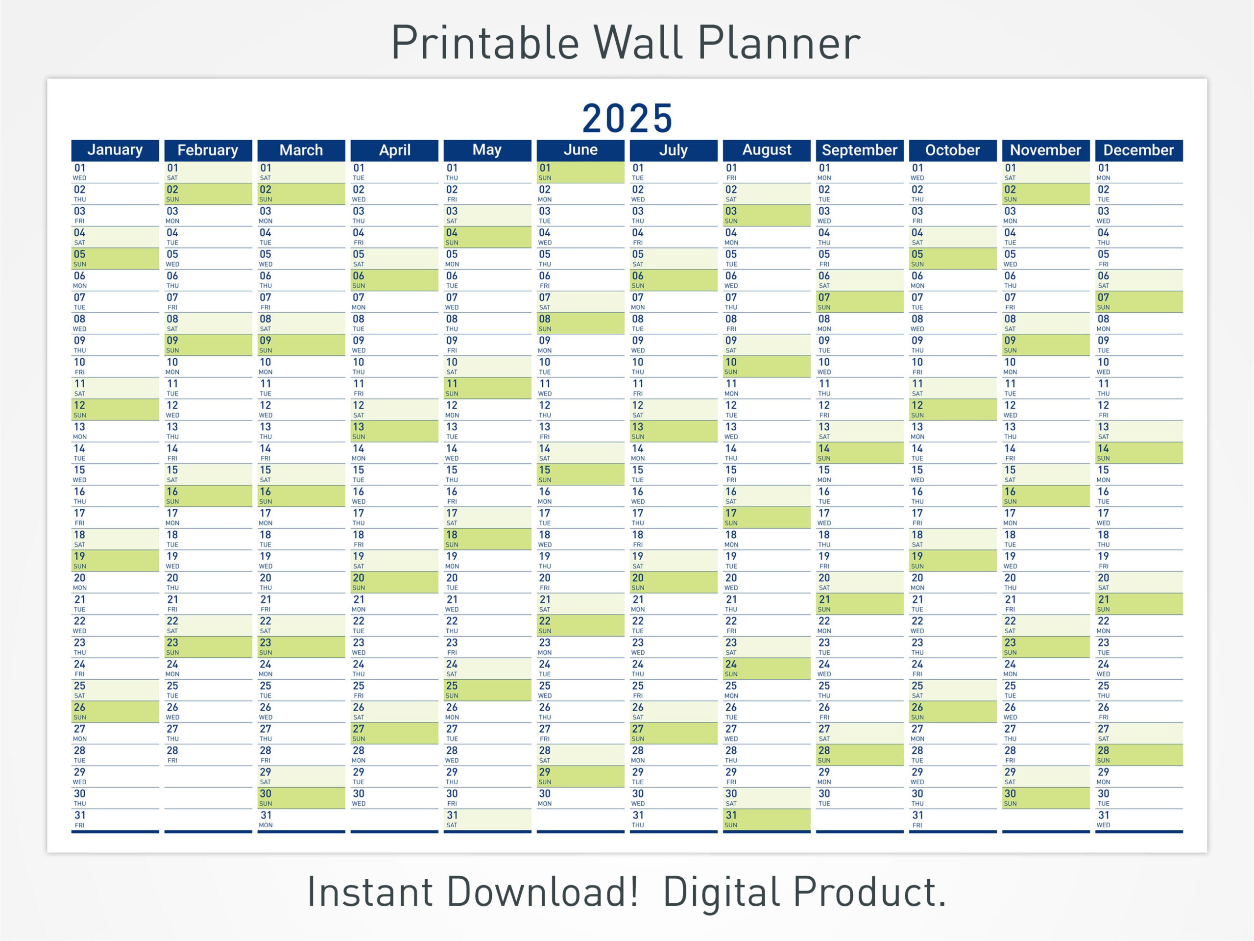 2025 Printable Wall Planner With Minimalist Design, Large Wall pertaining to Printable Wall Calendar 2025 | CalendarCrazePrint.Com