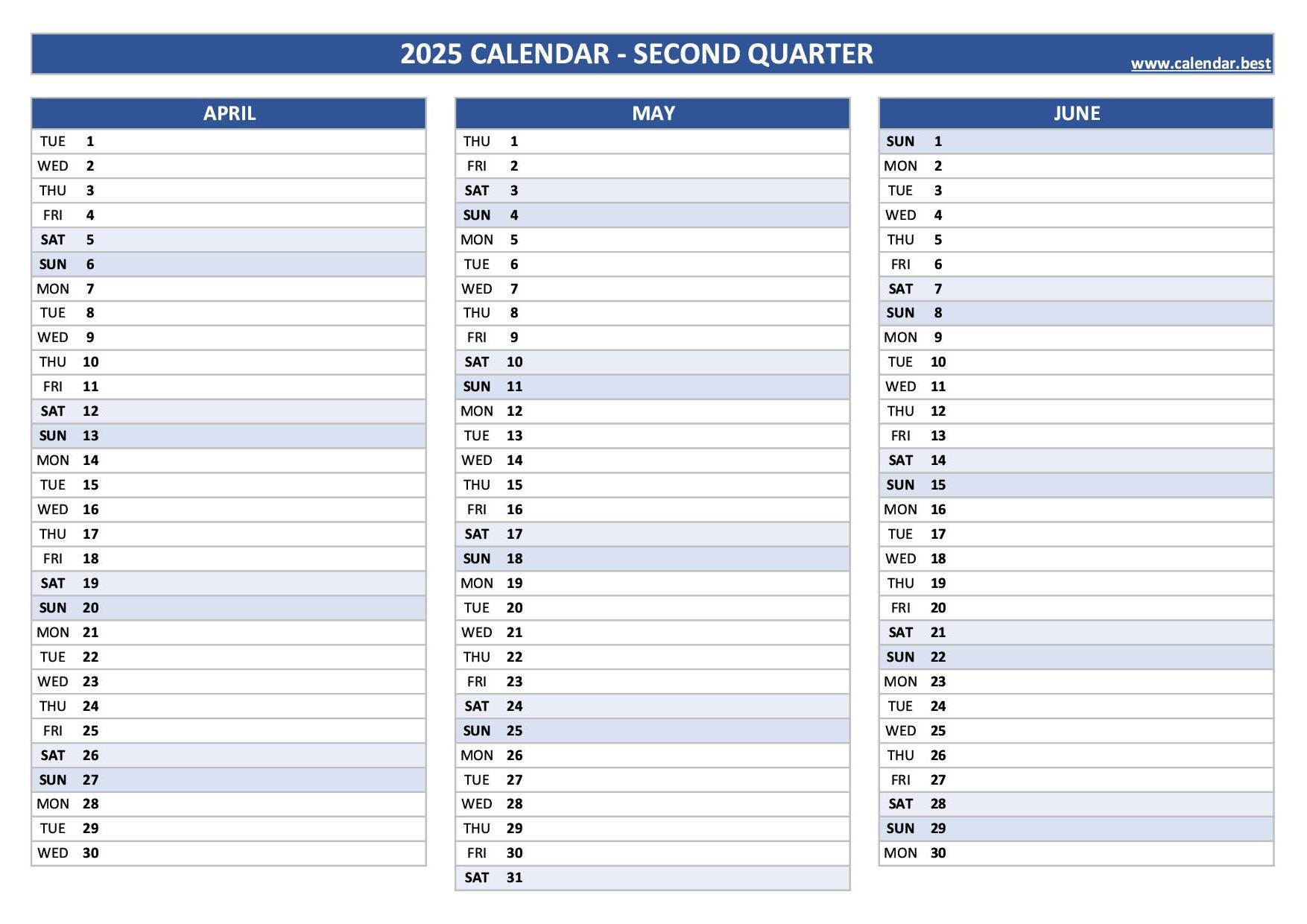 2025 Quarterly Calendar To Print in Printable Calendar 2025 Quarterly | CalendarCrazePrint.Com