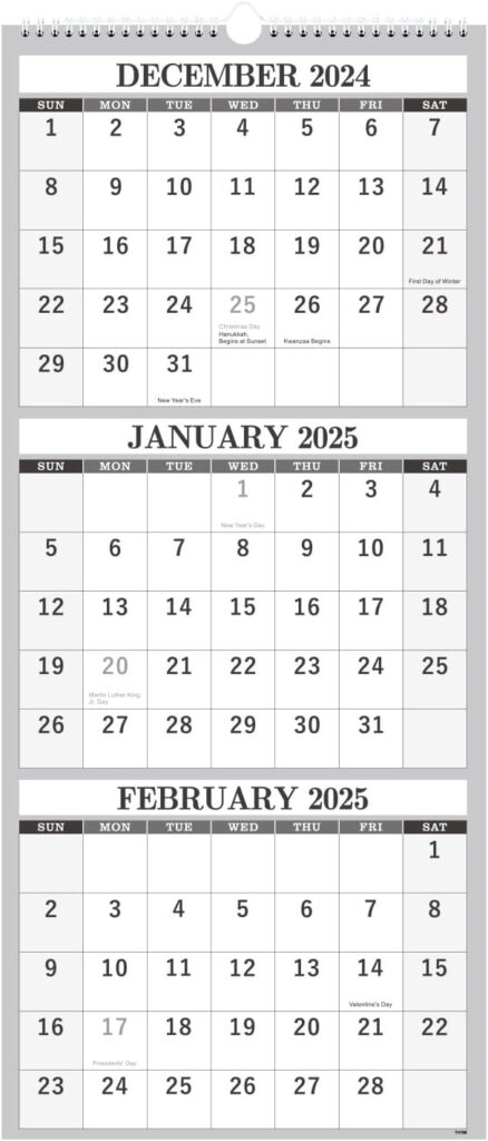 2025 Wall Calendar – 3 Month Calendar Vertical Germany | Ubuy In Large Wall Calendar 2025 Printable  | CalendarCrazePrint.Com