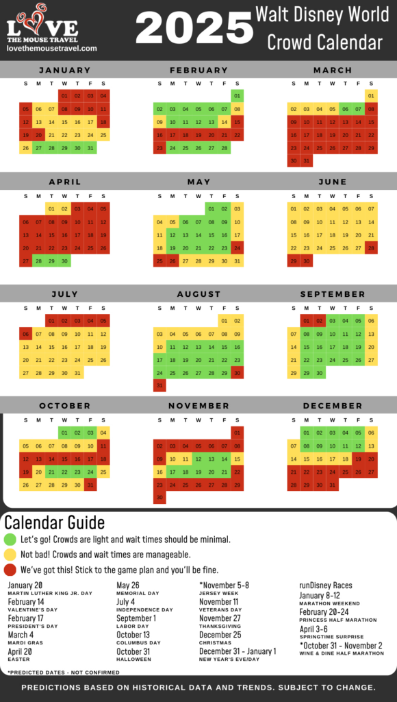 2025 Walt Disney World Crowd Calendar | Love The Mouse Travel Pertaining To  Calendars 2025 | CalendarCrazePrint.Com