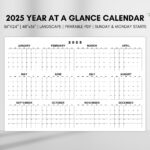 2025 Year At A Glance Calendar, Large Horizontal 2025 Calendar For 2025 Printable Calendar Year At A Glance | CalendarCrazePrint.Com