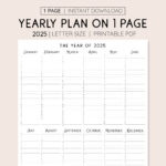 2025 Year At A Glance, Instant Download, Yearly Overview For 2025 Planner Calendar Printable  | CalendarCrazePrint.Com