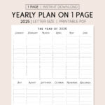 2025 Year At A Glance, Instant Download, Yearly Overview In  Calendars 2025 | CalendarCrazePrint.Com