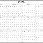 2025 Year Calendar | Yearly Printable Inside 2025 Year View Calendar Printable | CalendarCrazePrint.Com