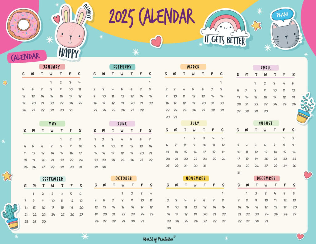 2025 Year Calendars   70 Best Printables   World Of Printables For Cute Calendar 2025 Printable | CalendarCrazePrint.Com