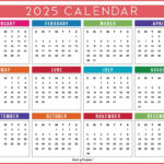 2025 Year Calendars   70 Best Printables   World Of Printables For Printable Calendar 2025 Colorful | CalendarCrazePrint.Com