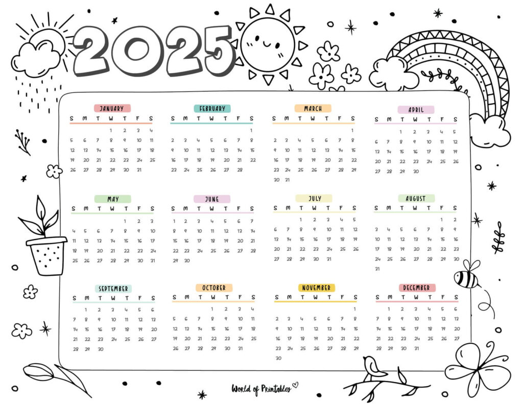 2025 Year Calendars   70 Best Printables   World Of Printables In  Calendars 2025 | CalendarCrazePrint.Com