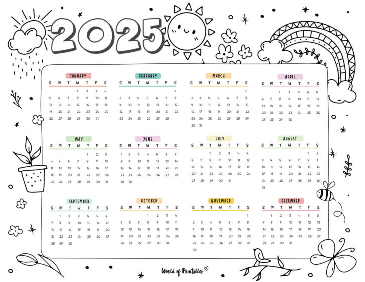 Free Printable Cute Calendar 2025 | Calendars 2025