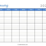 40+ Printable January 2025 Calendars | Free Pdf   Calendarkart Pertaining To 2025 Calendar With Lines Printable | CalendarCrazePrint.Com