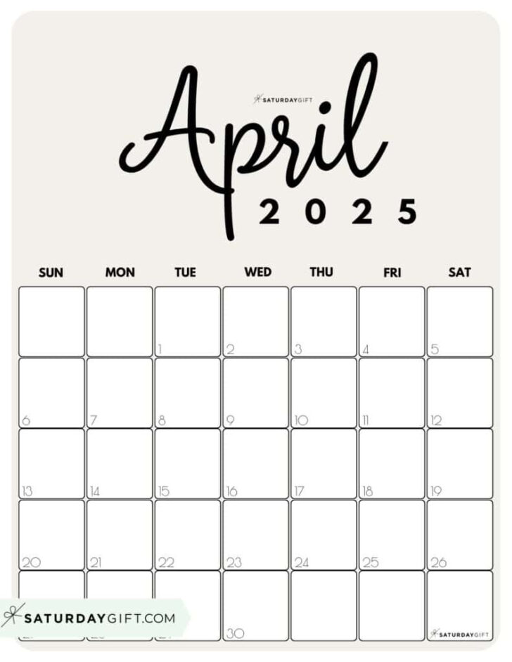 April 2025 Calendar Printable Vertical | Calendars 2025