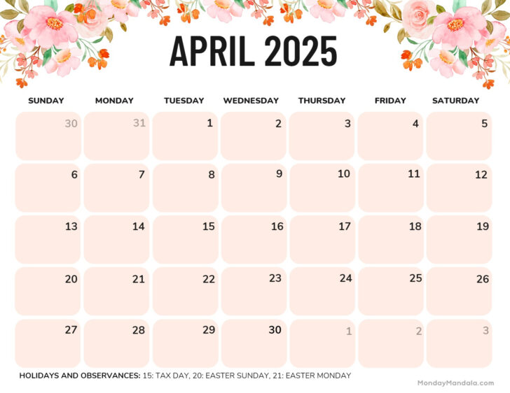 Free Printable Calendar 2025 April | Calendars 2025