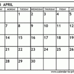 April 2025 Calendar Printable In  Calendars 2025 | CalendarCrazePrint.Com