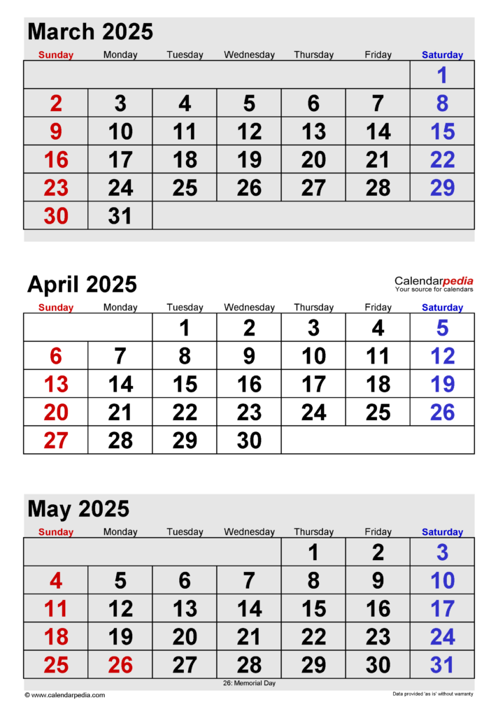 April 2025 Calendar | Templates For Word, Excel And Pdf Within Printable Calendar March April May 2025  | CalendarCrazePrint.Com