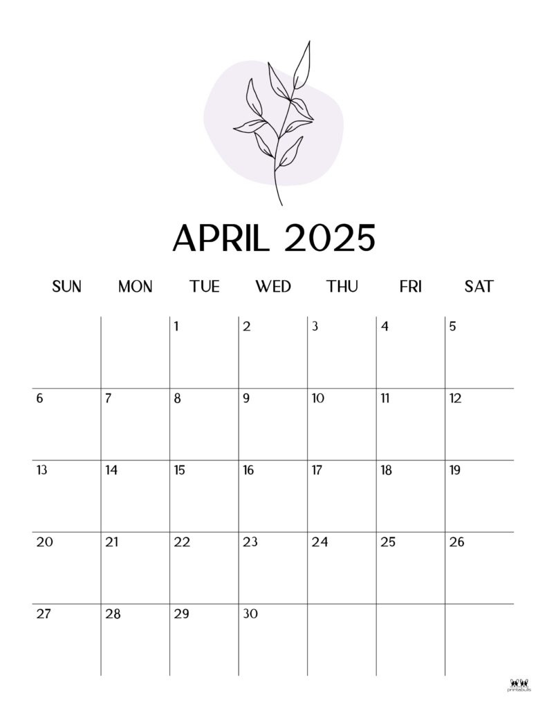 April 2025 Calendars - 107 Free Printables | Printabulls with regard to Calendars 2025 | CalendarCrazePrint.Com