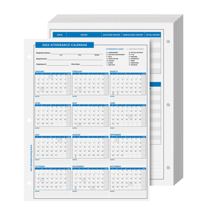Employee Attendance Calendar 2025 Printable | Calendars 2025