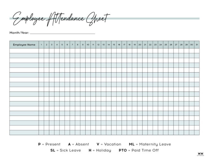 Free Printable 2025 Employee Attendance Calendar | Calendars 2025