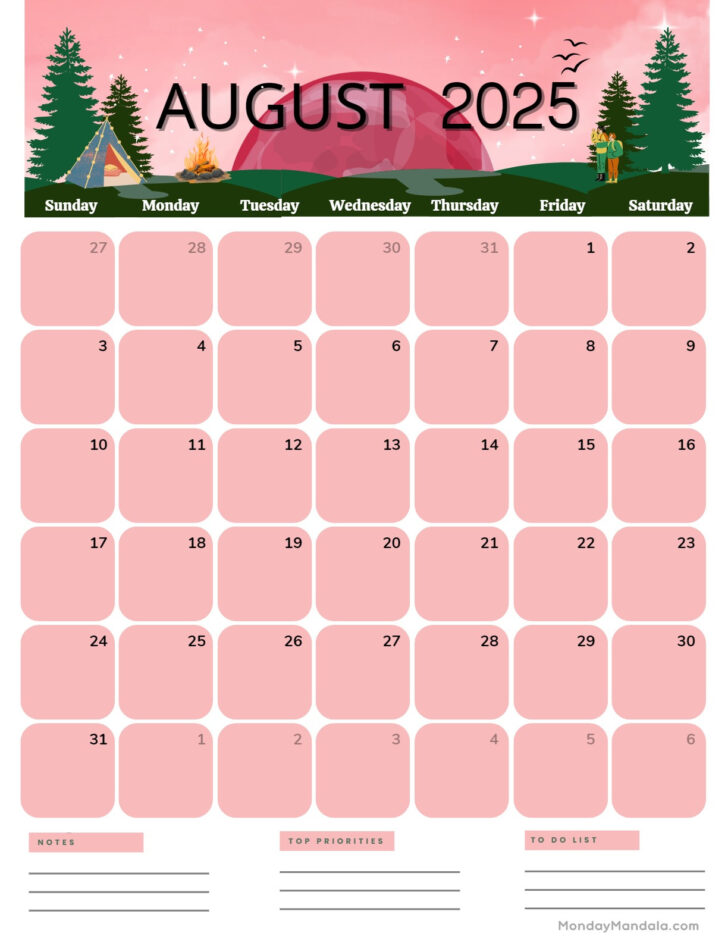 August 2025 Calendar Printable Vertical | Calendars 2025