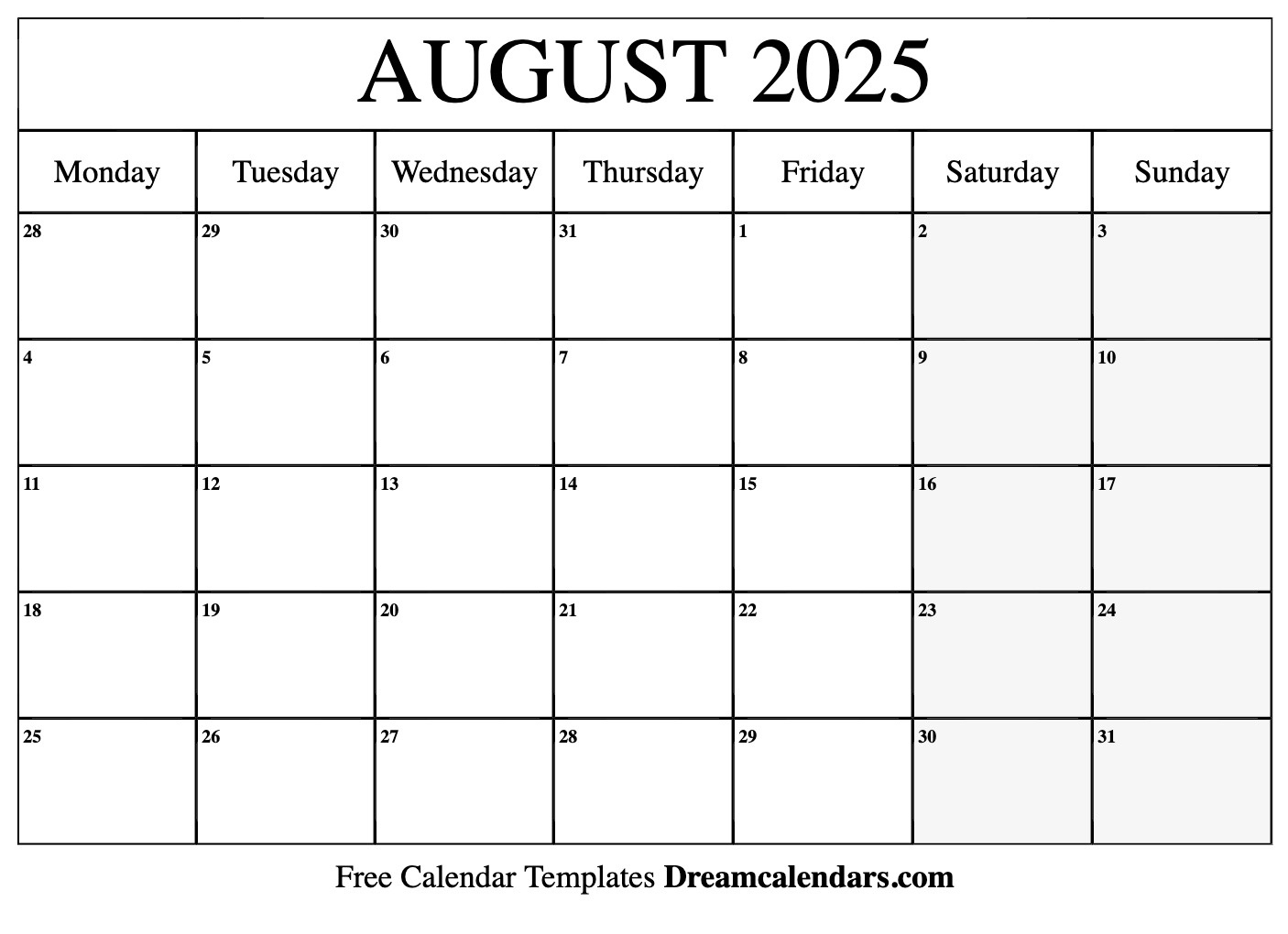 August 2025 Calendar - Free Printable With Holidays And Observances for Calendars 2025 | CalendarCrazePrint.Com