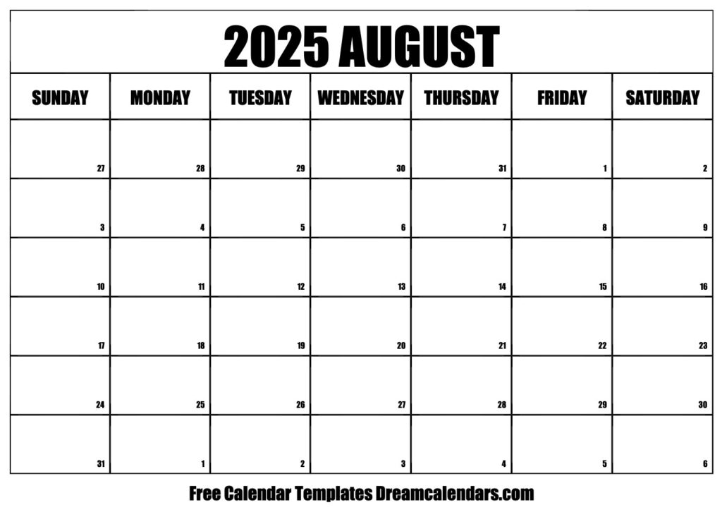 August 2025 Calendar   Free Printable With Holidays And Observances In August 2025 Calendar Printable Wiki | CalendarCrazePrint.Com