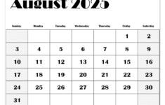 August 2025 Calendar Printable Pdf Template With Holidays intended for Free August 2025 Printable Calendar  | CalendarCrazePrint.Com