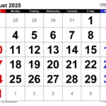 August 2025 Calendar | Templates For Word, Excel And Pdf Regarding Printable Calendar For August 2025 | CalendarCrazePrint.Com