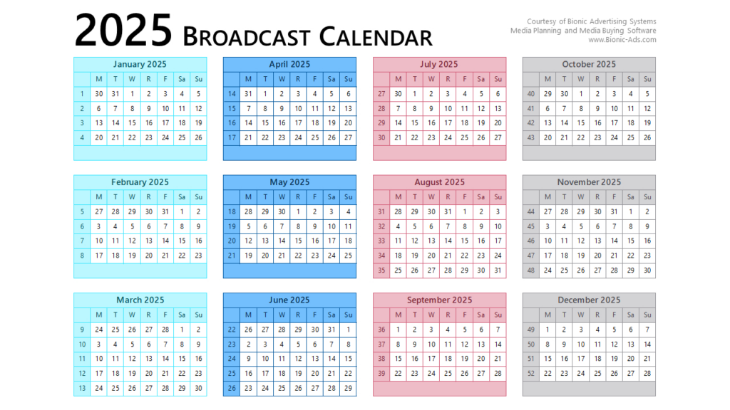 Broadcast Calendar 2025 – Free Downloads – Customizable Within  Calendars 2025 | CalendarCrazePrint.Com