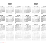 Calendar 2024 And 2025 On One Page | Calendar Quickly For  Calendars 2025 | CalendarCrazePrint.Com