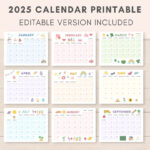 Calendar 2025, Printable Calendar, 2025 Calendar, Monthly Calendar Inside Fillable Calendar 2025 Printable | CalendarCrazePrint.Com