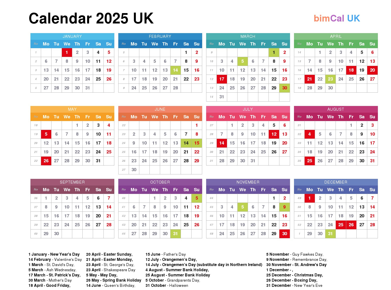 Calendar 2025 Uk - Bimcal.uk 🇬🇧 inside 2025 Calendar With Bank Holidays Printable | CalendarCrazePrint.Com