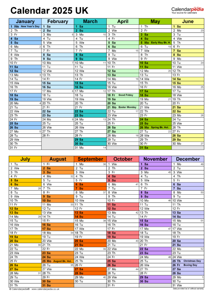 Calendar 2025 (Uk)   Free Printable Microsoft Word Templates For  Calendars 2025 | CalendarCrazePrint.Com