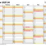 Calendar 2025 (Uk)   Free Printable Pdf Templates For  Calendars 2025 | CalendarCrazePrint.Com