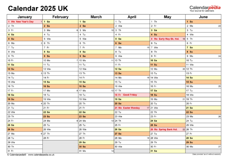 Calendar 2025 Printable UK | Calendars 2025