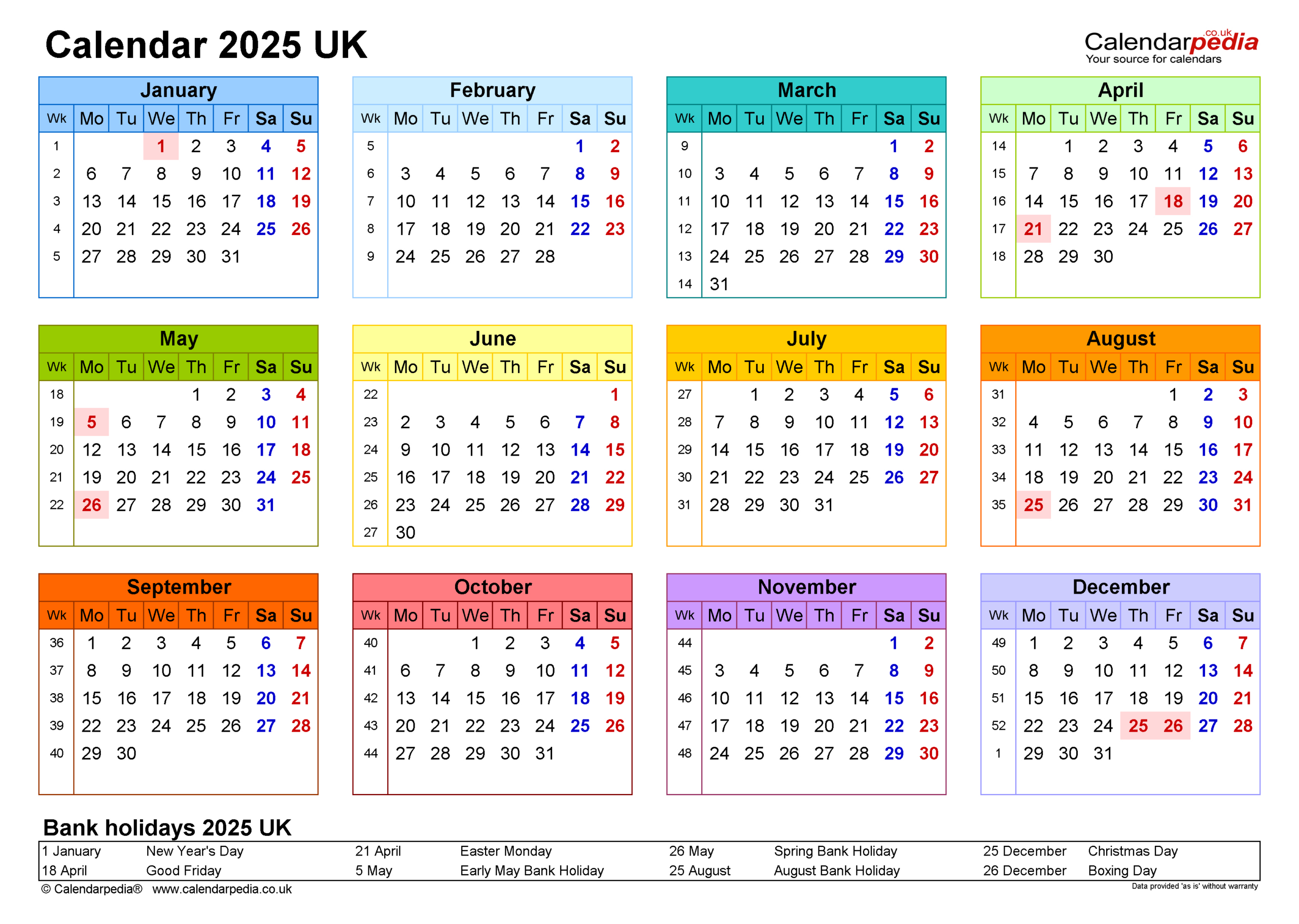 Calendar 2025 (Uk) - Free Printable Pdf Templates inside 2025 Calendar Landscape Printable Free | CalendarCrazePrint.Com