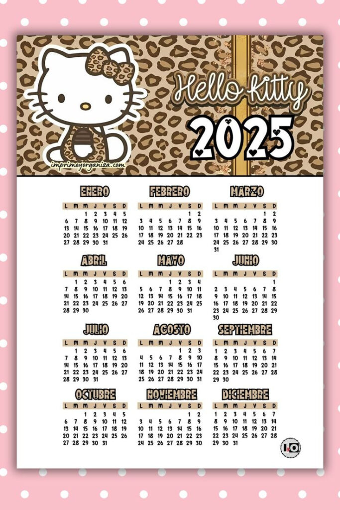 Calendario 2025 Hello Kitty Animal Print In  Calendars 2025 | CalendarCrazePrint.Com