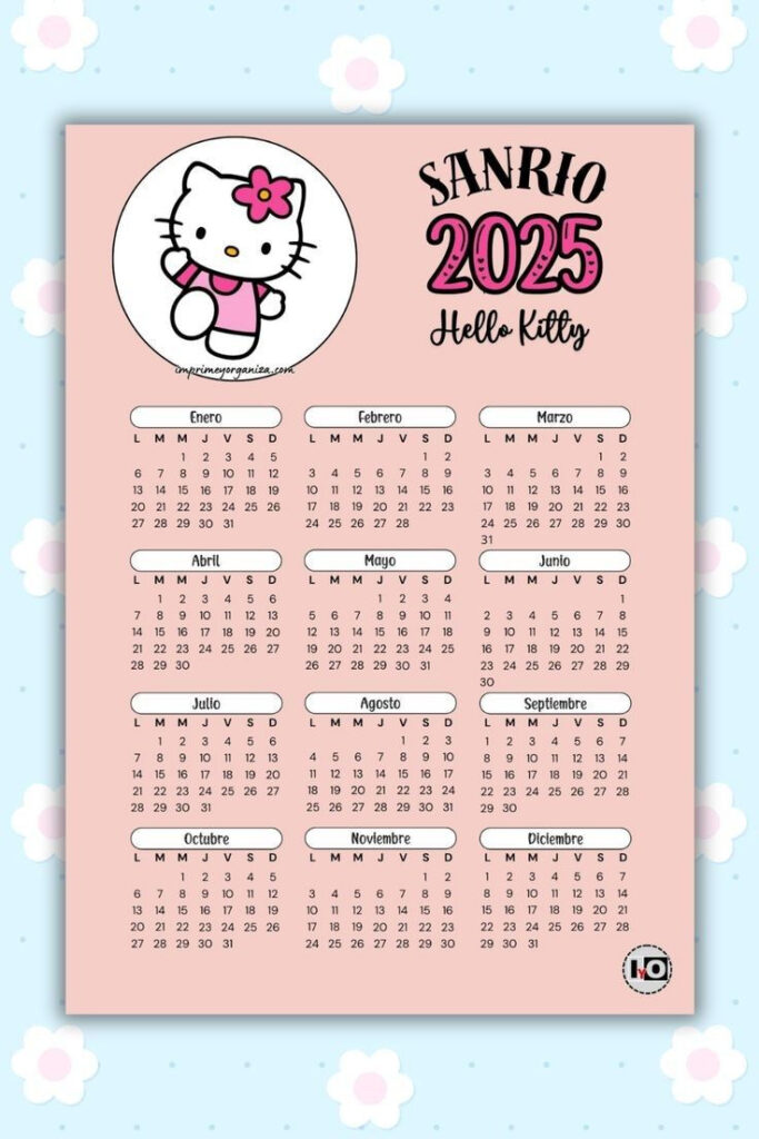 Calendario 2025 Hello Kitty For Printable Calendar 2025 Hello Kitty  | CalendarCrazePrint.Com