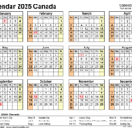 Canada Calendar 2025   Free Printable Pdf Templates For 2025 Calendar Printable Canada | CalendarCrazePrint.Com