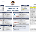 Carthage R 9   School Calendar 2024 25 For  Calendars 2025 | CalendarCrazePrint.Com