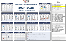 Carthage R-9 – School Calendar 2024-25 for  Calendars 2025 | CalendarCrazePrint.Com