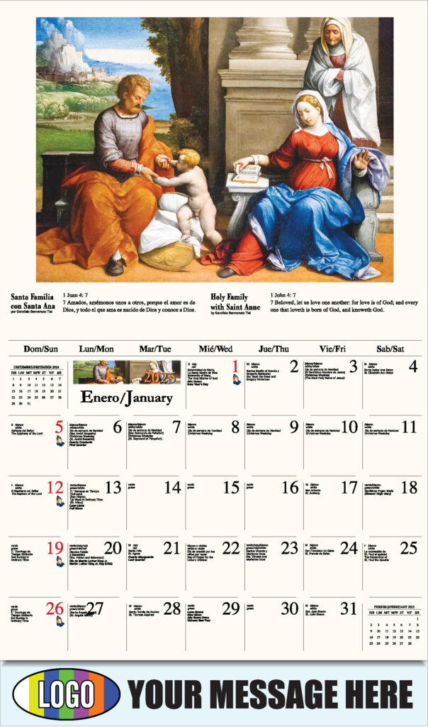 Catholic Inspiration (Spanish English Bilingual) With Regard To Printable Catholic Calendar 2025  | CalendarCrazePrint.Com