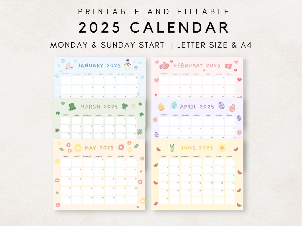 Cute 2025 Calendar Printable, Monthly Calendar 2025, 2025 Planner For Mini Monthly Calendar Printable 2025 | CalendarCrazePrint.Com