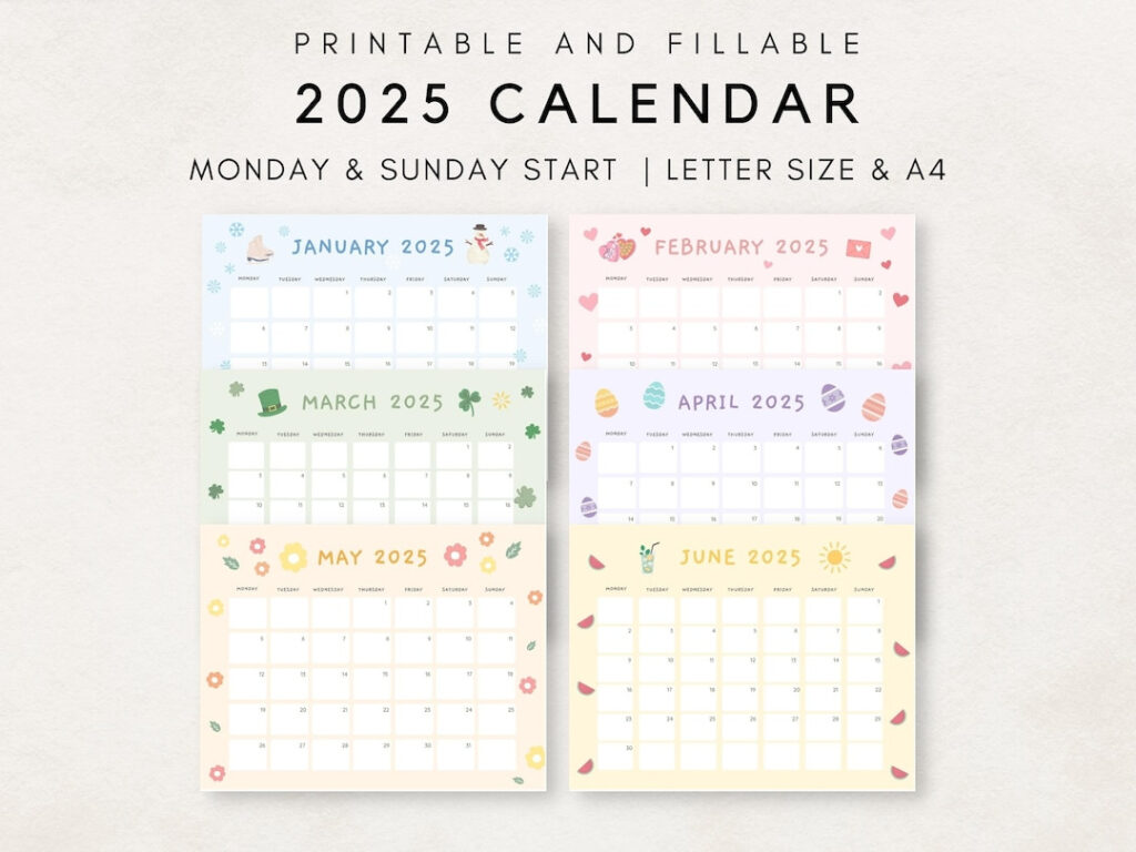 Cute 2025 Calendar Printable, Monthly Calendar 2025, 2025 Planner Intended For Cute Printable Monthly Calendar 2025 | CalendarCrazePrint.Com