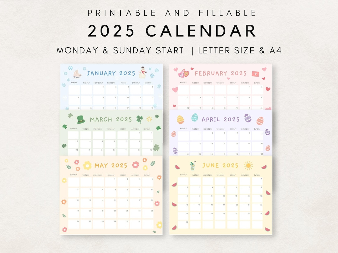 Cute 2025 Calendar Printable, Monthly Calendar 2025, 2025 Planner intended for Cute Printable Monthly Calendar 2025 | CalendarCrazePrint.Com