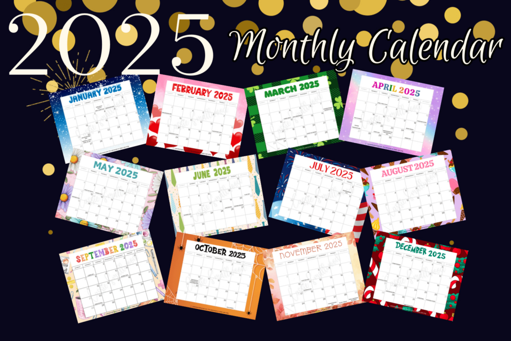 Cute 2025 Free Printable Monthly Calendars   Cassie Smallwood For Free Printable Color Calendar 2025 | CalendarCrazePrint.Com