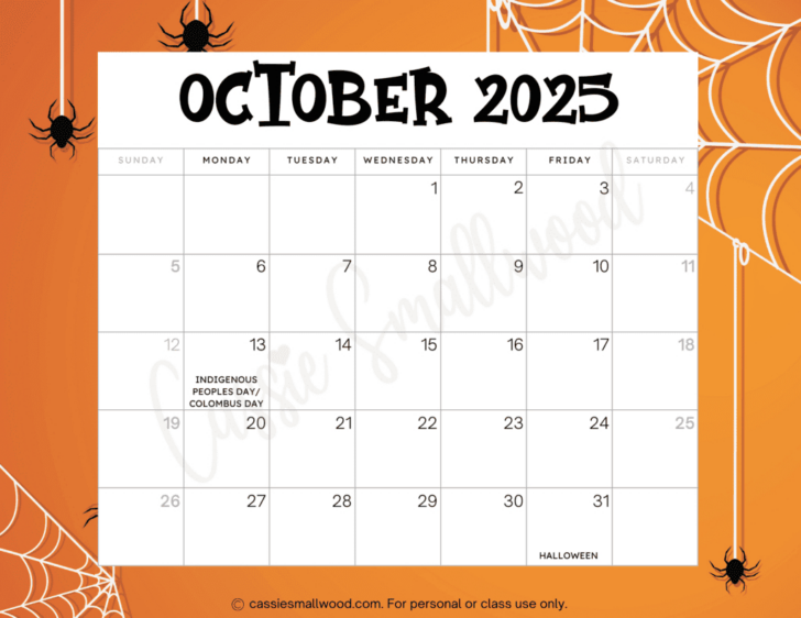 October 2025 Calendar Free Printable | Calendars 2025