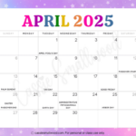 Cute 2025 Free Printable Monthly Calendars   Cassie Smallwood Inside April 2025 Calendar With Holidays Printable Free  | CalendarCrazePrint.Com